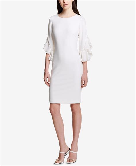 Calvin Klein Ruffle Sleeve Sheath Dress Dresses Women Macys