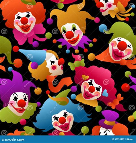 Seamless Colorful Clown Portraits Stock Vector Illustration Of Child