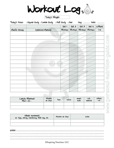 Free Printable Exercise Log And Blank Exercise Log Template
