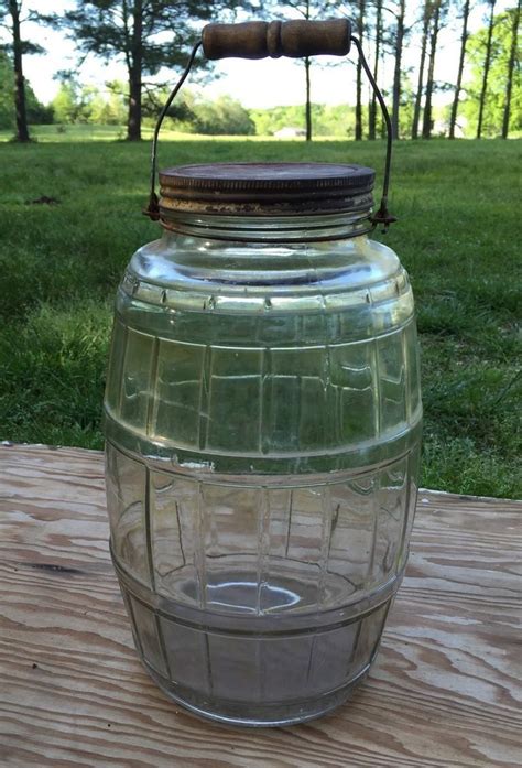Giant 5 Gallon General Store Antique Vintage Glass Pickle Jar With Wood