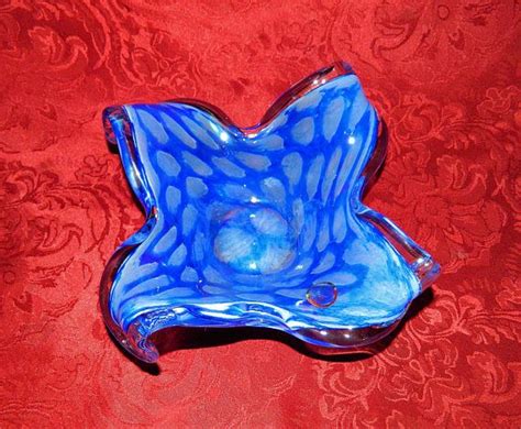 Vintage Lavorazione Arte Murano Art Glass Bowl Beautiful Blue Etsy