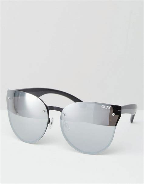 Quay Australia Higher Love Frameless Silver Mirror Cat Eye Sunglasses