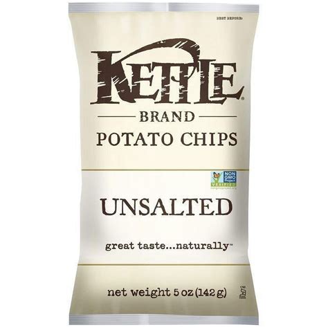 kettle brand unsalted potato chips 5 oz bag pack of 15