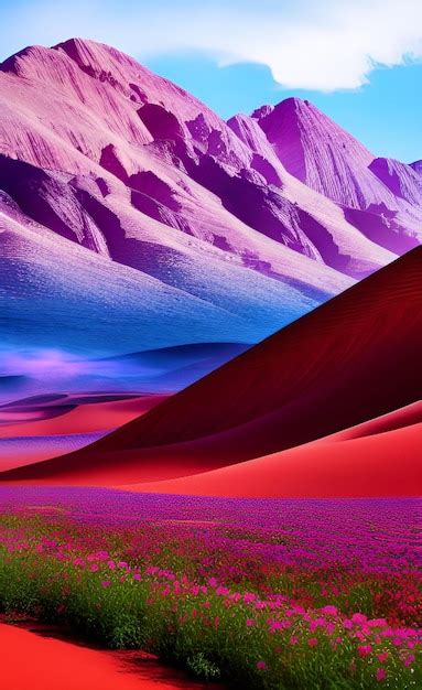 Premium Ai Image A Purple Mountain With A Purple Mountain In The