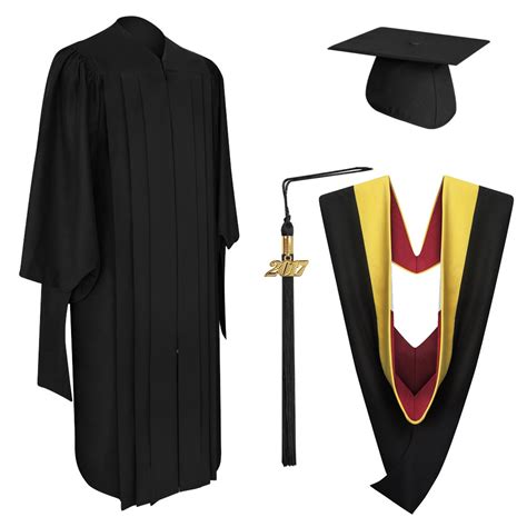 Deluxe Master Graduation Cap Gown Tassel And Hood Faculty Staff Cap