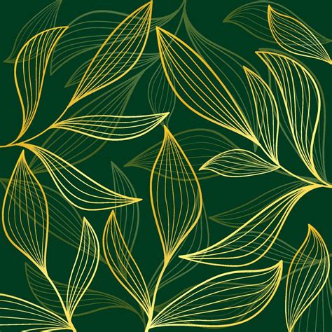 Luxurious Gold Leaf Design On A Green Background Design For Wall Arts