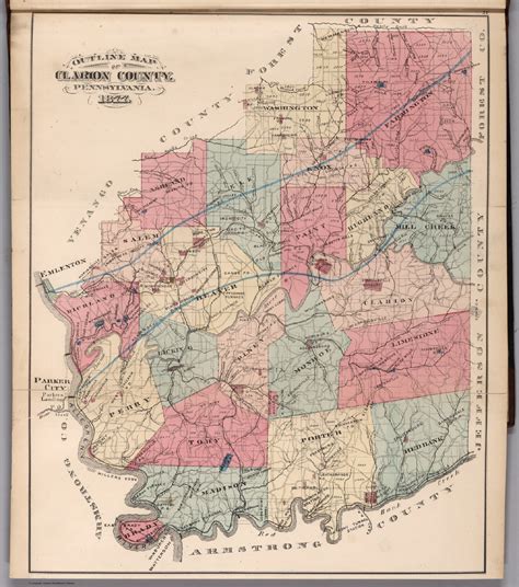 Outline Map Of Clarion County Pennsylvania 1877 David Rumsey