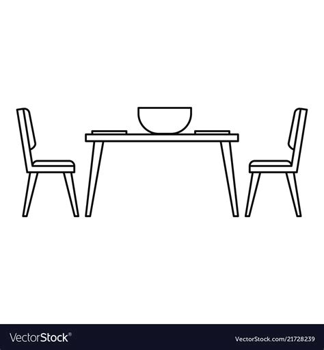 Kitchen Table And Chair Icon Outline Style Vector Image