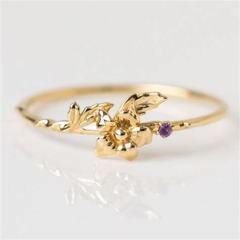 Solid Gold Birth Flower Rings With Birthstones Local Eclectic