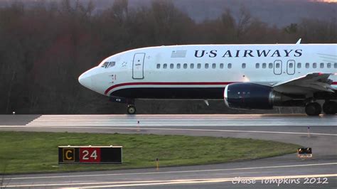 Us Airways 737 400 Nice Sunset Departure With Atc Youtube