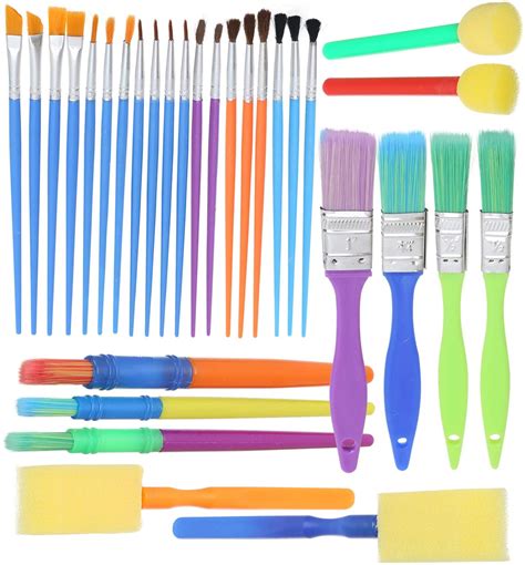 Complete Set Of 30 Art Paint Brushes For Kids Variety Of Paintbrushes