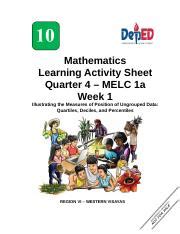 Grade Las Melc A Th Quarter Docx Mathematics Learning Activity