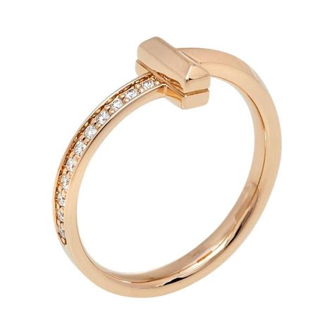 Tiffany And Co Tiffany T T1 Diamond 18k Rose Gold Ring Size 55 At 1stdibs