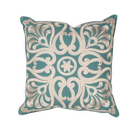 Kas Rugs Scollop Tealgold Decorative Pillow Pill10618sq The Home Depot