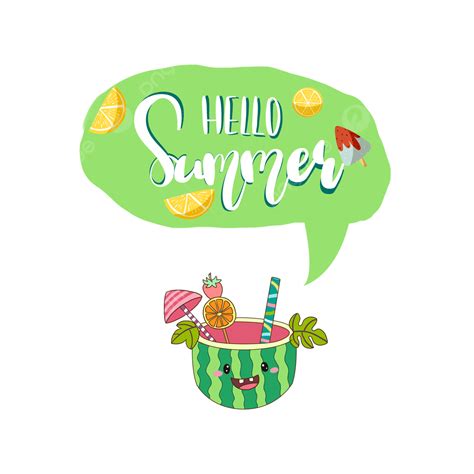 Hello Summer Png Transparent Green Summer Hello Cute Dialog Hello