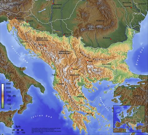 Übersichtskarte Balkan (Reliefkarte) : Weltkarte.com ...