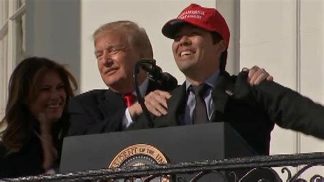 Trump Hugs Washington Nationals Kurt Suzuki Wearing Maga Hat During White House Visit Fox News