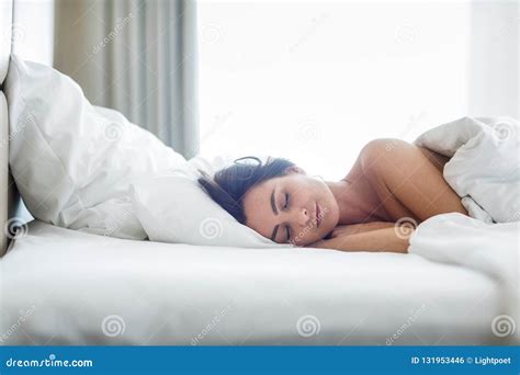 Beautiful Young Woman Sleeping On Bed Stock Photo Image Of Glamour