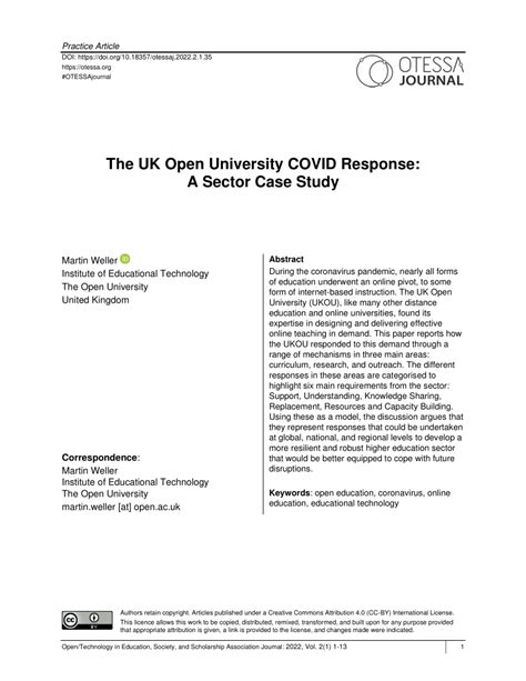 Pdf The Uk Open University Covid Response A Sector Case Study