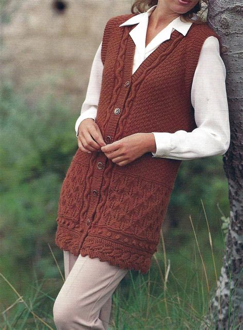Instant Pdf Digital Download Ladies Double Knit Gilet Knitting Etsy