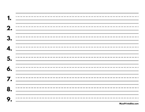 Printable Black And White Numbered Handwriting Paper 12 Inch