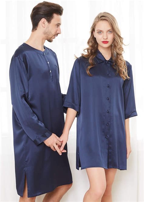 22 Momme Simple Silk Couple Nightshirts Silk Outfit Silk Clothes Satin Clothes