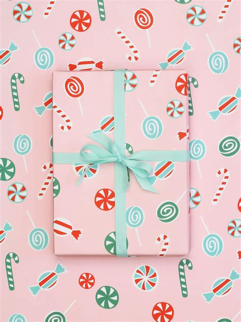 Pink Christmas Candy Wrapping Paper — When It Rains Paper Co