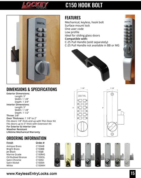 Lockey C150 Cabinet Hookbolt Keypad Lock Lockey C150 Hookbolt For