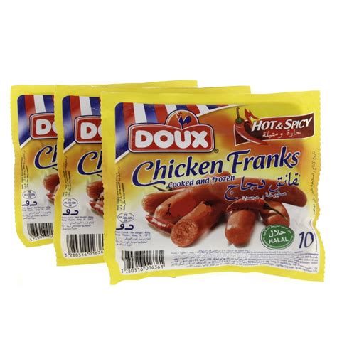 Doux Chicken Franks Hot And Spicy 3 X 400g Online At Best Price