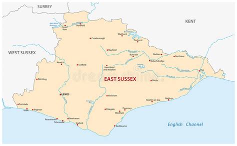 East Sussex County Map Stock Illustration Illustration Of Vector