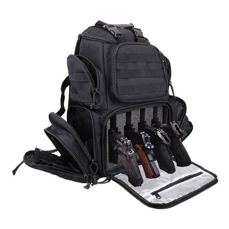 Thick Foam Padded Handgun Case Tactical Range 4 Pistol Backpack Rainfly