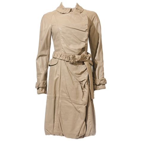 Burberry Prorsum Nude Ruched Leather Trench Coat New For Sale At 1stDibs