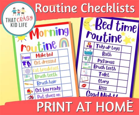 Morning Bedtime Checklist Printable Morning Chart Kids Chart Etsy Images