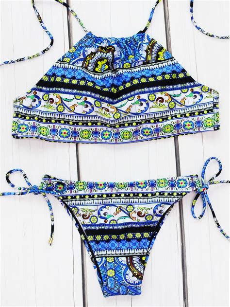 Tribal Print Side Tie Bikini Set Sheinsheinside
