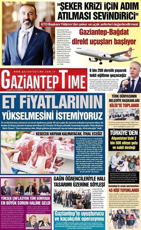 27 Mart 2022 tarihli Gaziantep Time Gazete Manşetleri