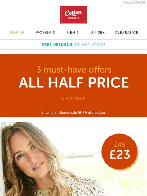 Cotton Traders Your 3 Half Price Offers Have Arrived ⭐ Milled