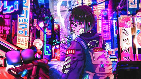 Purple Neon Anime Computer Wallpapers Wallpaper Cave