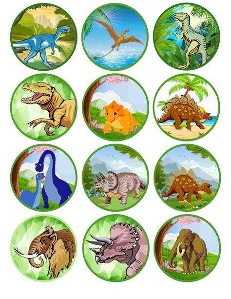 Dinosaur Printable Cupcake Toppers Instant Download Party Etsy