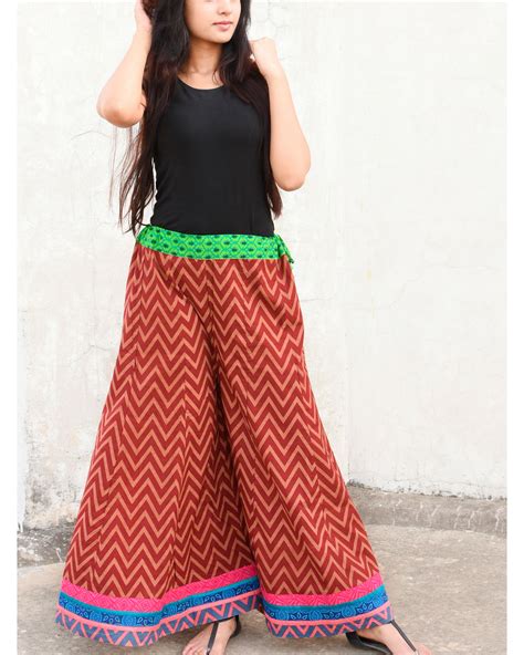 Maroon And Beige Chevron Sharara By Jaipuriya The Secret Label