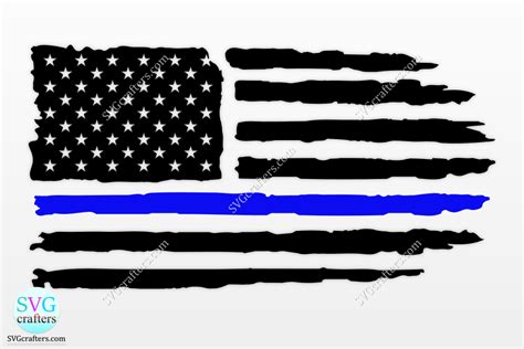 American Flag Thin Blue Line Svg Illustration Par Svgcrafters
