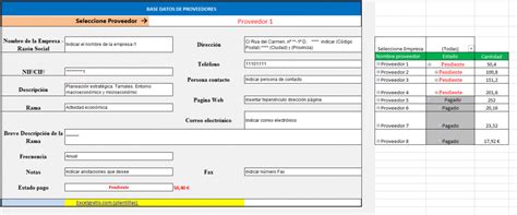 Listado De Proveedores En Hoja De Excel Excel Gratis
