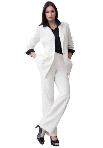Jessica London Womens Plus Size Double Breasted Pantsuit White30