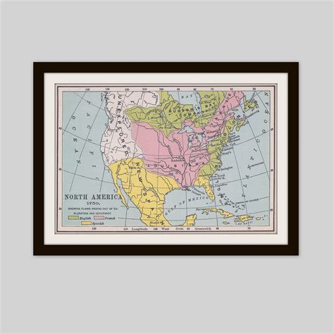 North America 1750 1936 Vintage Map American History Map Etsy