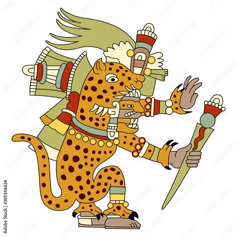 Fantastic Animal Ancient Mexican Mythology Aztec God Tezcatlipoca As