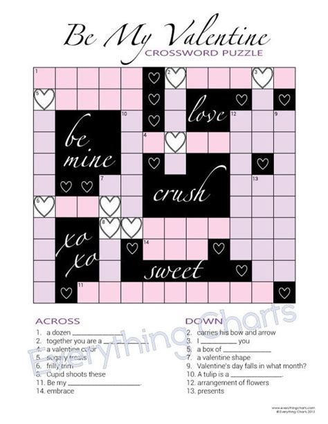 Valentines Day Crossword Puzzle Printable Printable Word Searches