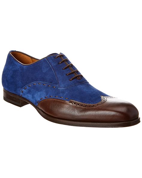 Mezlan Suede And Leather Oxford Mens Blue 9 Ebay