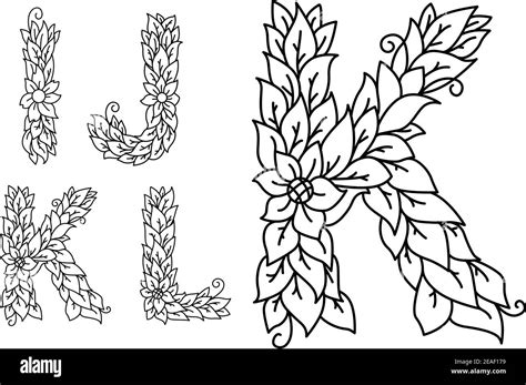 set of letters i j k l in floral style for design stock vector image and art alamy