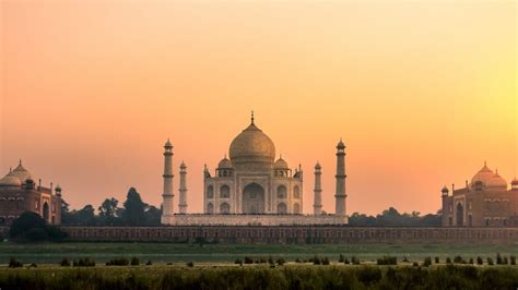 Taj Mahal Wallpaper 4k India Sunset Orange Sky Wonders Of The World