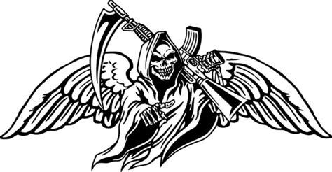 Grim Reaper Gun Scythe Wings Skull Monster Car Truck Window Vinyl Decal
