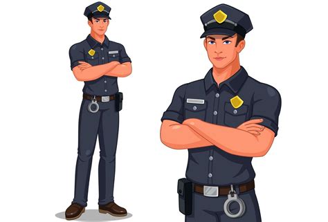 Oficial De Policía Masculino De Pie Police Officer Standing Poses